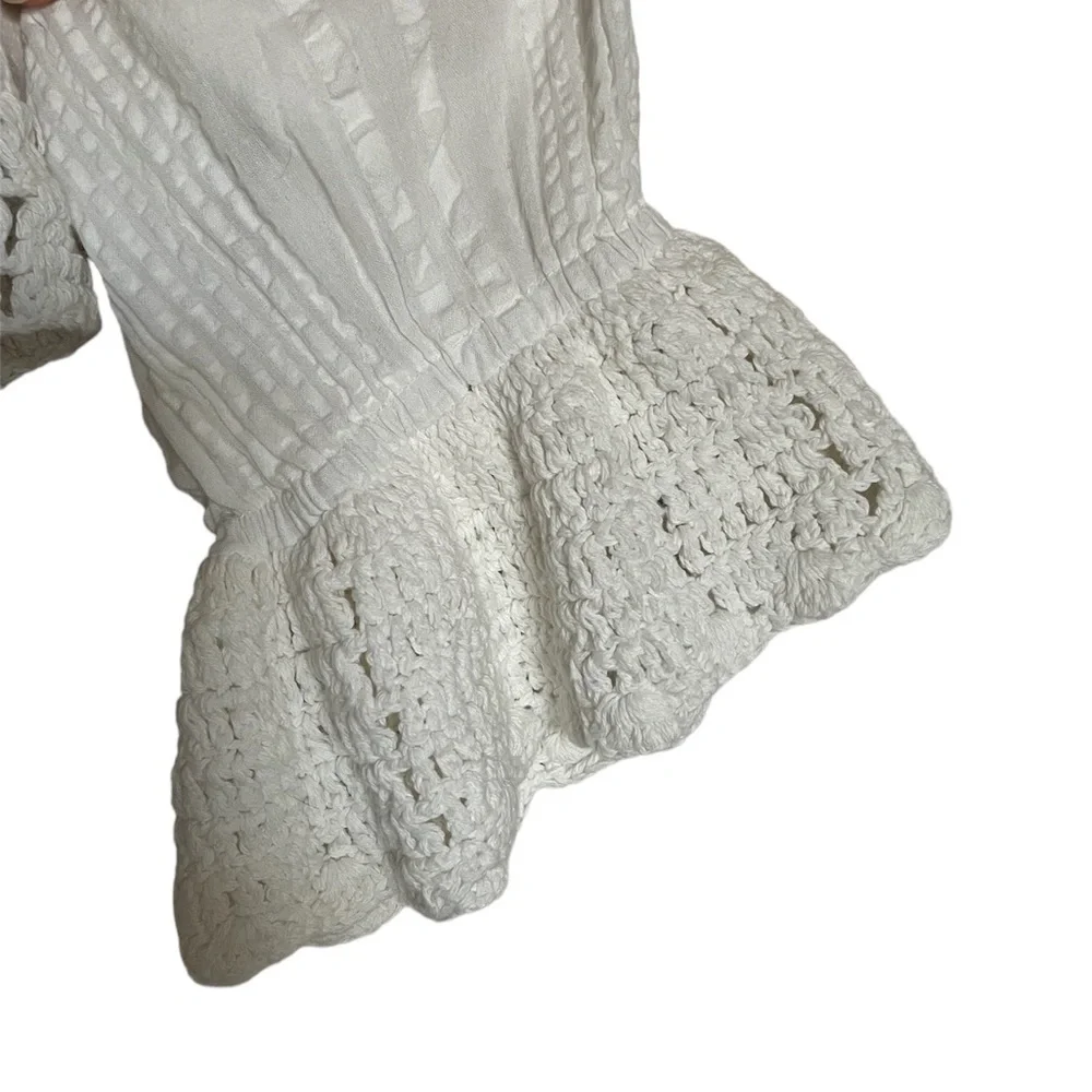Free People Megan Crochet Open Back Long Sleeve Blouse NEW